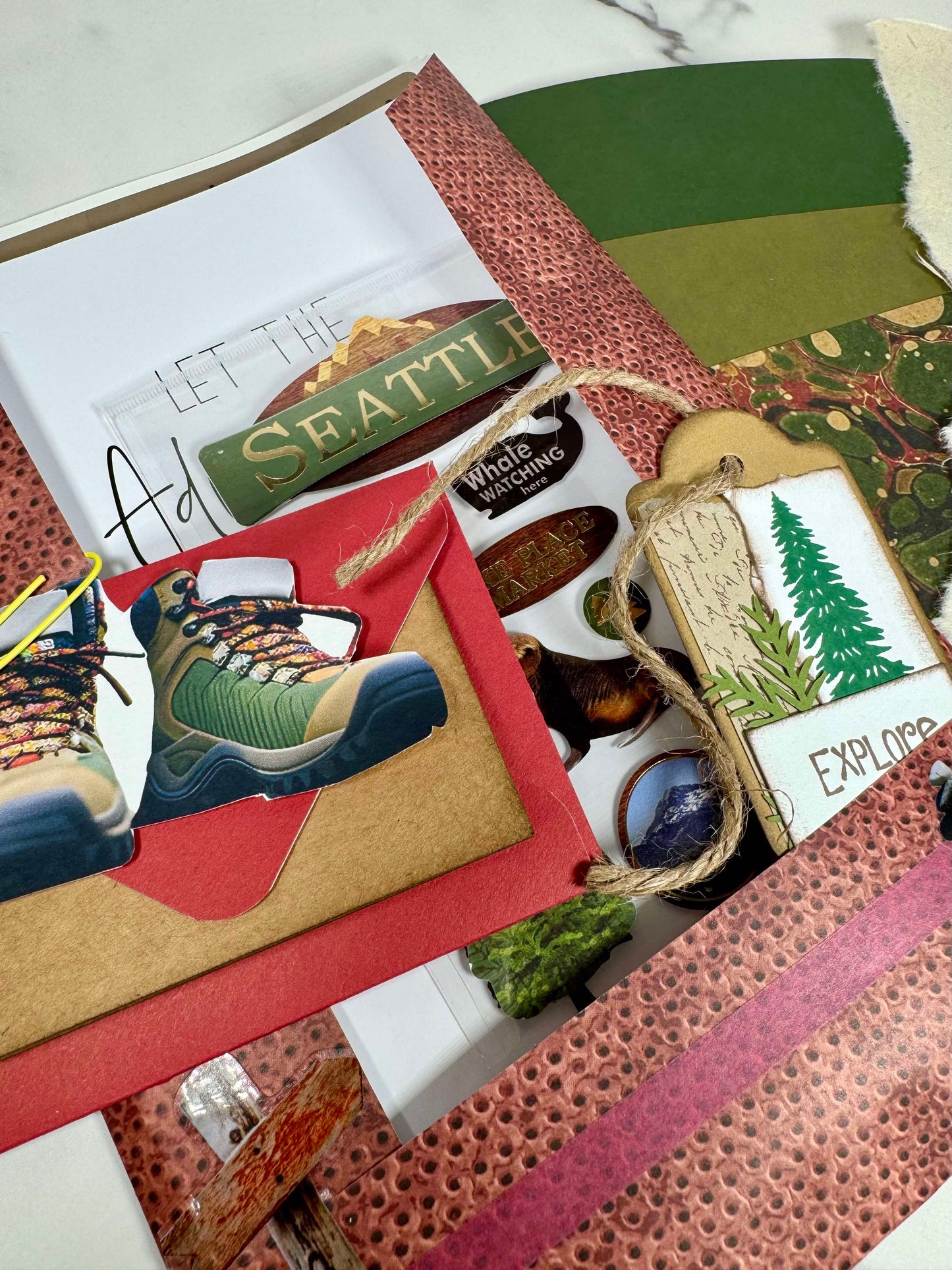 Pen Pal Adventure Book with Ephemera Set - Seattle Washington Themed Travel Journal Gift Set