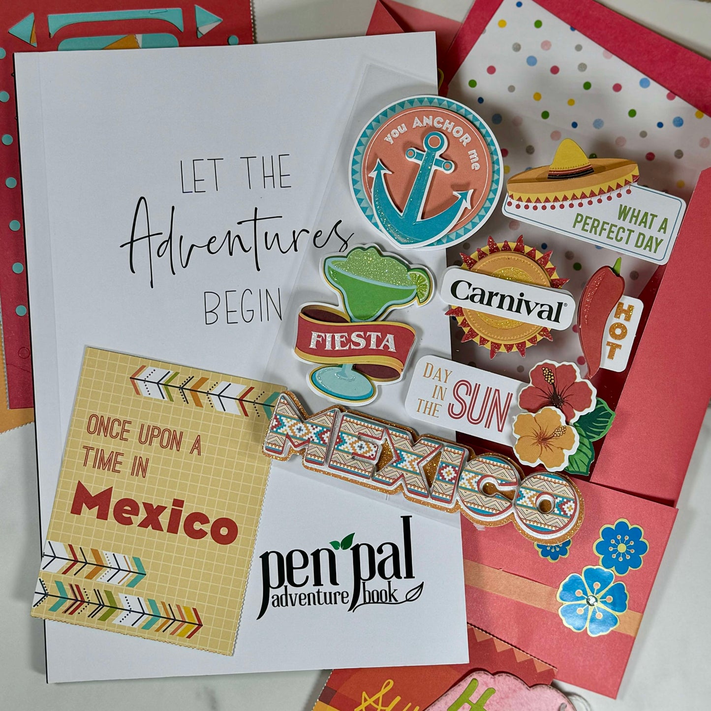 Carnival Cruise Mexico Pen Pal Adventure Book with Ephemera Set - Mexico Themed Travel Journal Set 17