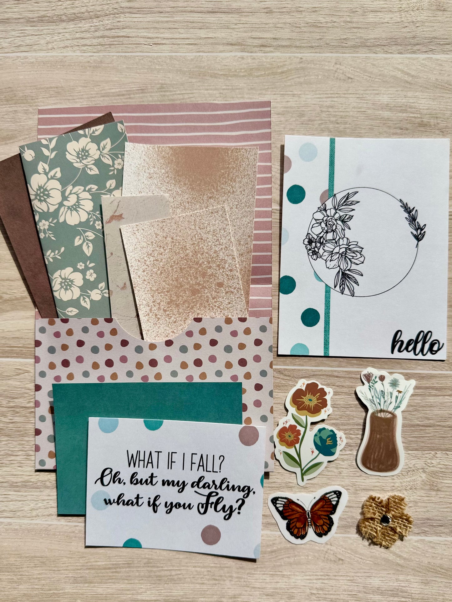 Mini Handmade Folio Ephemera Set | What if you Fly Empowerment Set| Paper Journal Supplies | P60