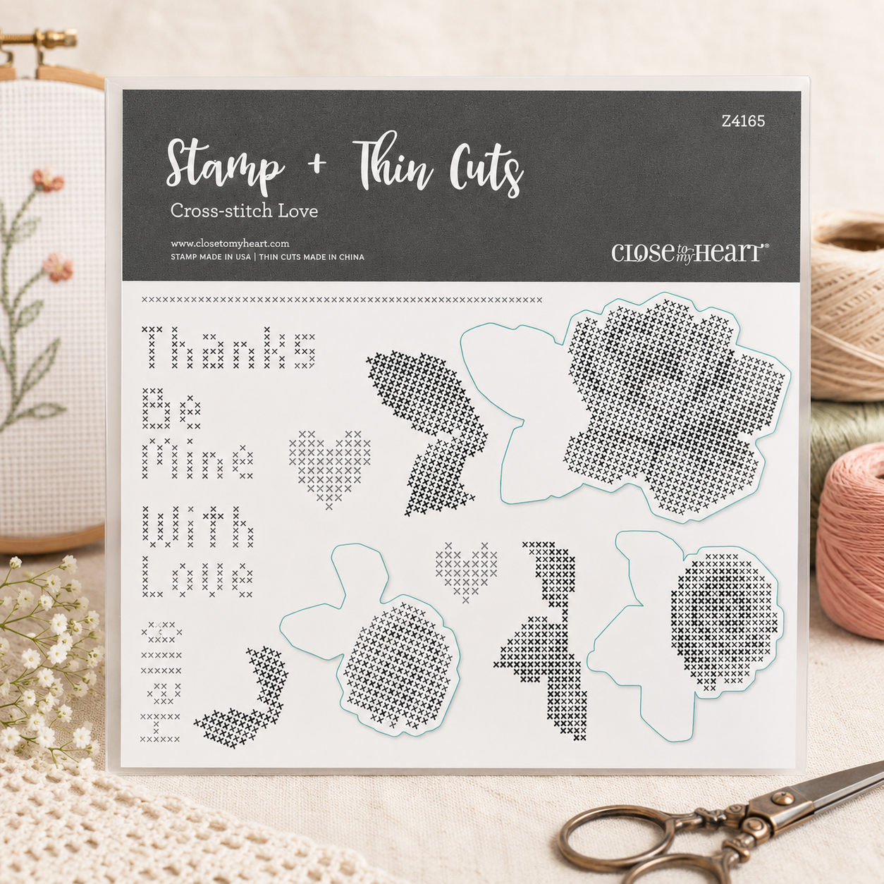 Z4165 Cross-Stitch Love Stamp & Thin Cuts Close to my Heart Set – NEW