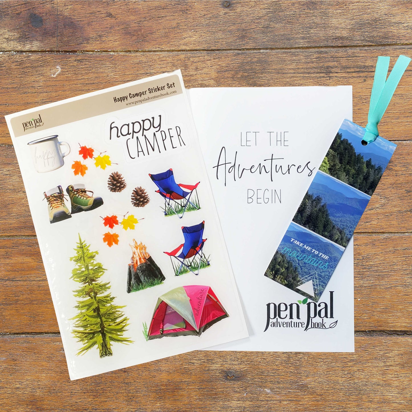 WHOLESALE-Pen Pal Adventure Book with Happy Camper Sticker Set of 5 Kits