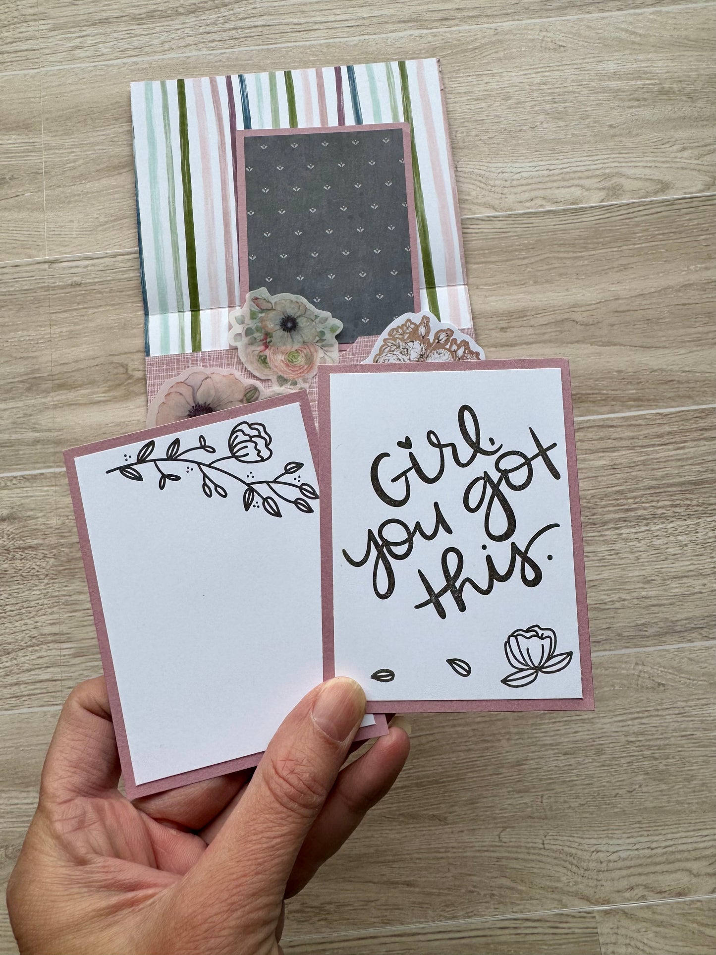 Handmade Folio Journal Embellishment Set | Girl You Got This | Pink | Paper Journal Supplies | P35