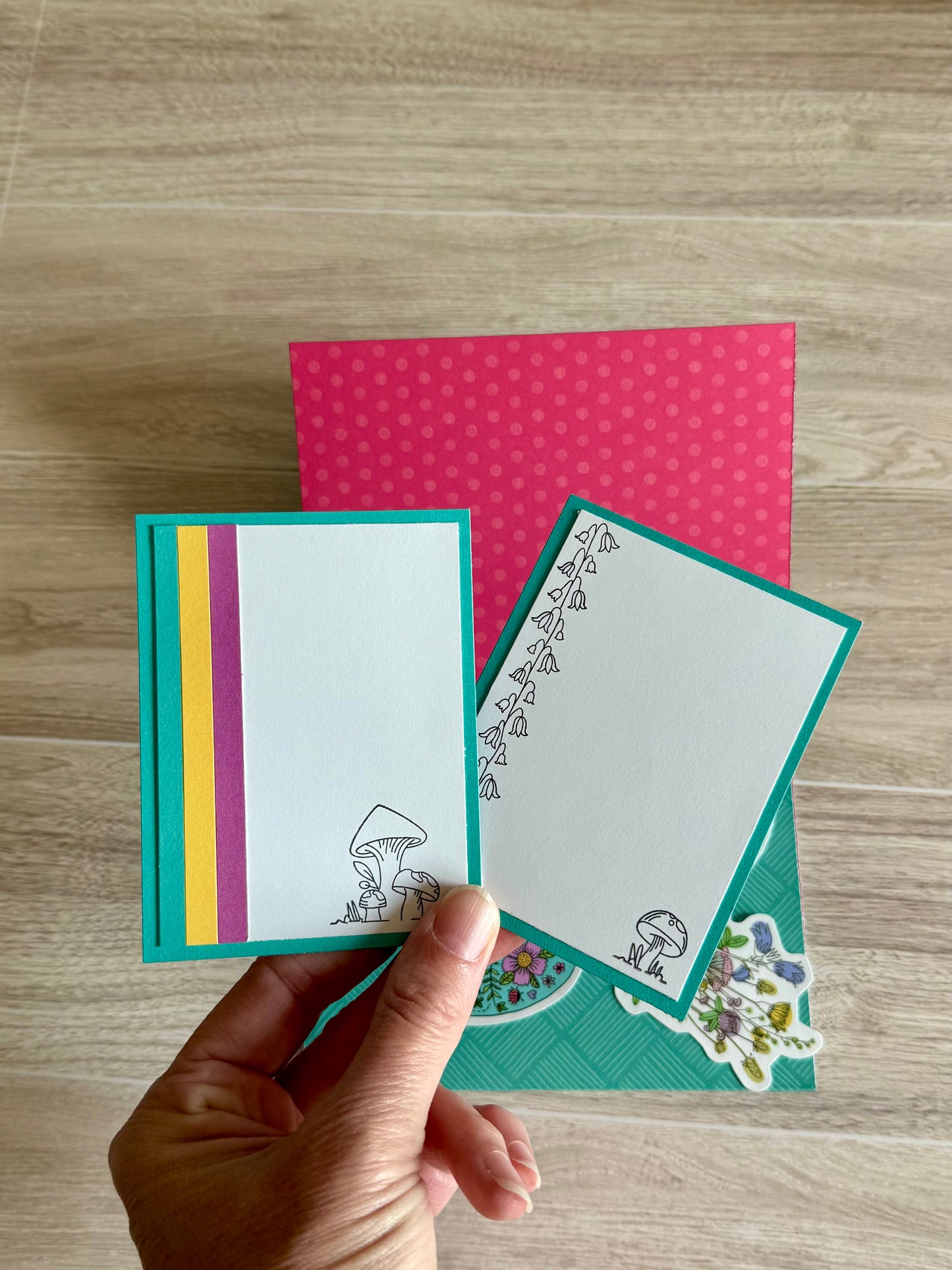 Handmade Folio Journal Embellishment Set | Teal Mushroom | Paper Journal Supplies | P38