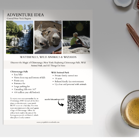 Daytrip-NEW YORK - Chittenango Falls-The Wild Animal Park-Wizard of Oz Store-Airbnb-VRBO-Digital Download