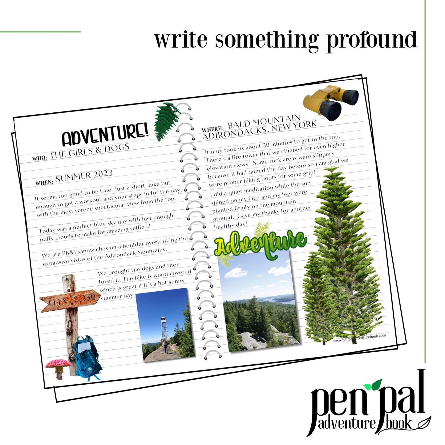 Digital Pen Pal Adventure Book - Adventure Hiking Themed Graphics