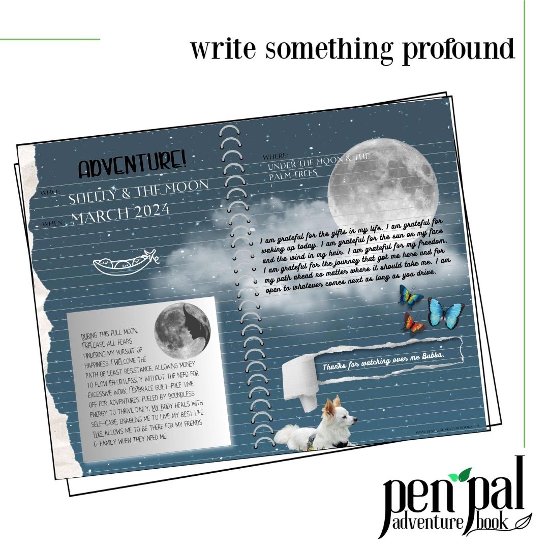 Digital Download-Full Moon Journal Layout-Digital Pen Pal Adventure Book
