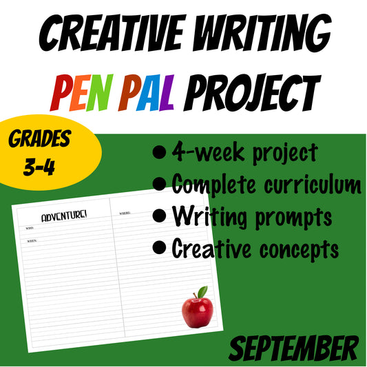 Creative Writing Project for 3rd & 4th Grade Students - Travel Journal - Student SEPTEMBER Writing Prompts - Project - Writing Activity