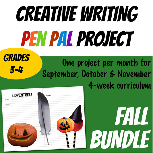 Creative Writing BUNDLE-Projects for 3rd & 4th Grade Students - Travel Journal - FALL THEMED Writing Prompts - Project - Writing Activity