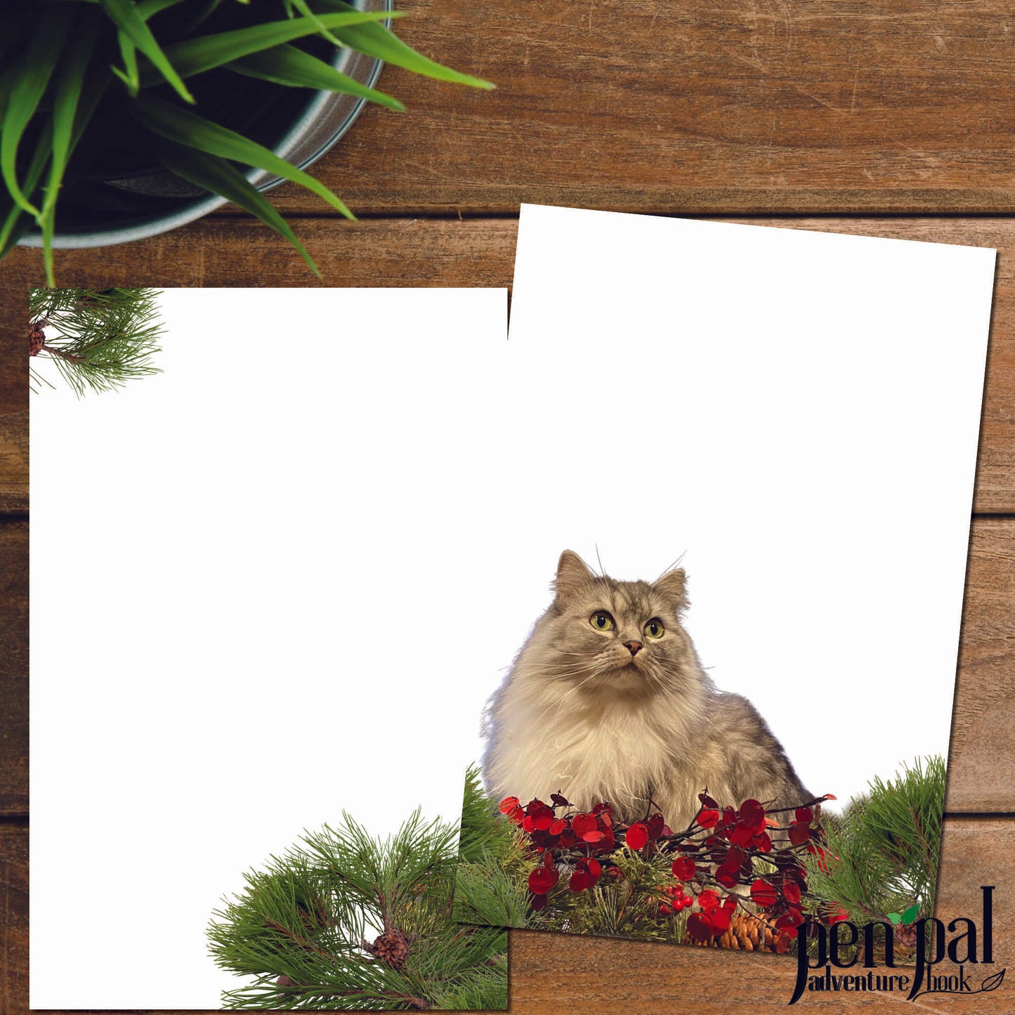 Digital Download-Pretty Kitty and Pine Journal Layout-Pen Pal Adventure Book Coordinating Printables
