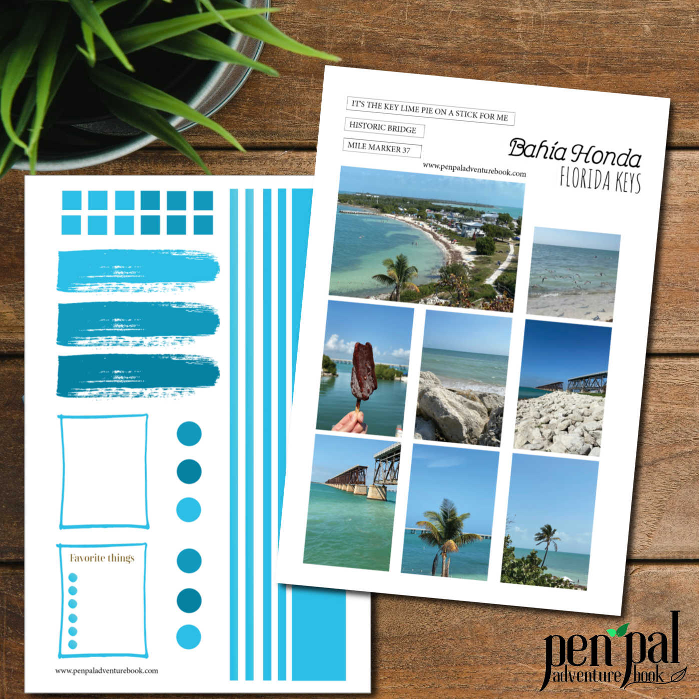 Instant Download-Bahia Honda Florida Keys-Pen Pal Adventure Book Coordinating Printables