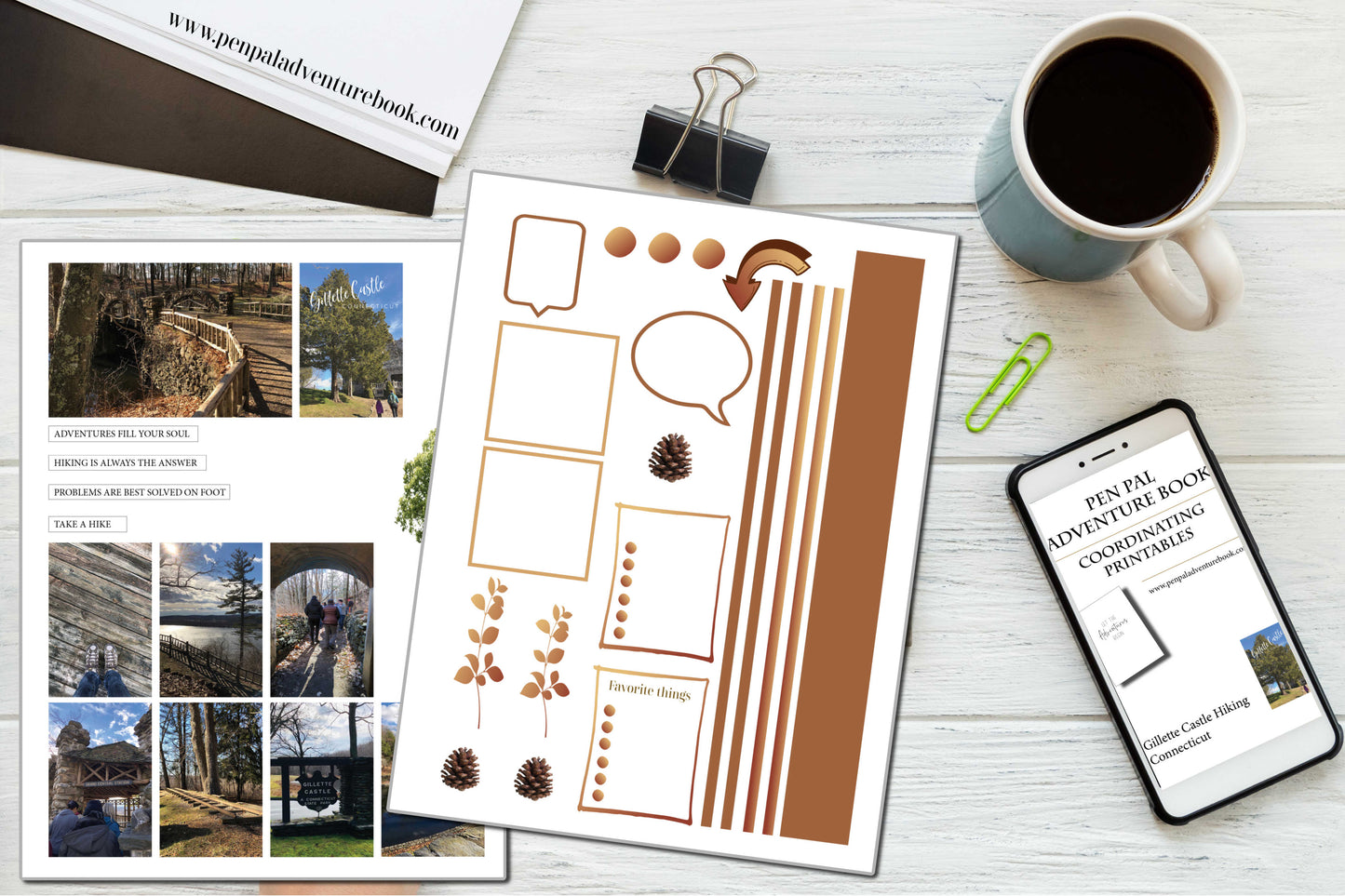 Instant Download-Hiking Gillette Castle in Connecticut-Pen Pal Adventure Book Coordinating Printables