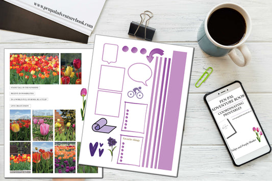 Digital Download-Tulips-Purple-Pen Pal Adventure Book Coordinating Printables