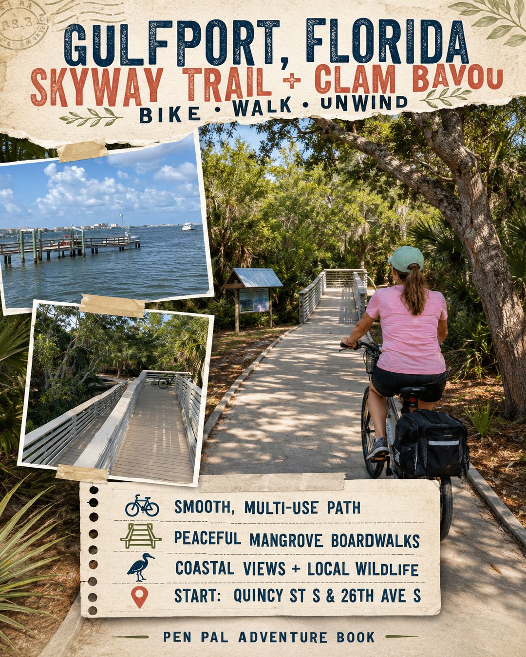 Exploring the Beauty of Gulfport, Florida: A Skyway Trail Bike Ride with a Serene Clam Bayou Nature Preserve Visit