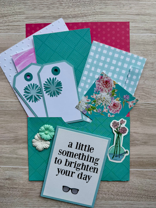 Mini Handmade Folio Ephemera Set | Something to Brighten Your Day Gift Set| Paper Journal Supplies | P63