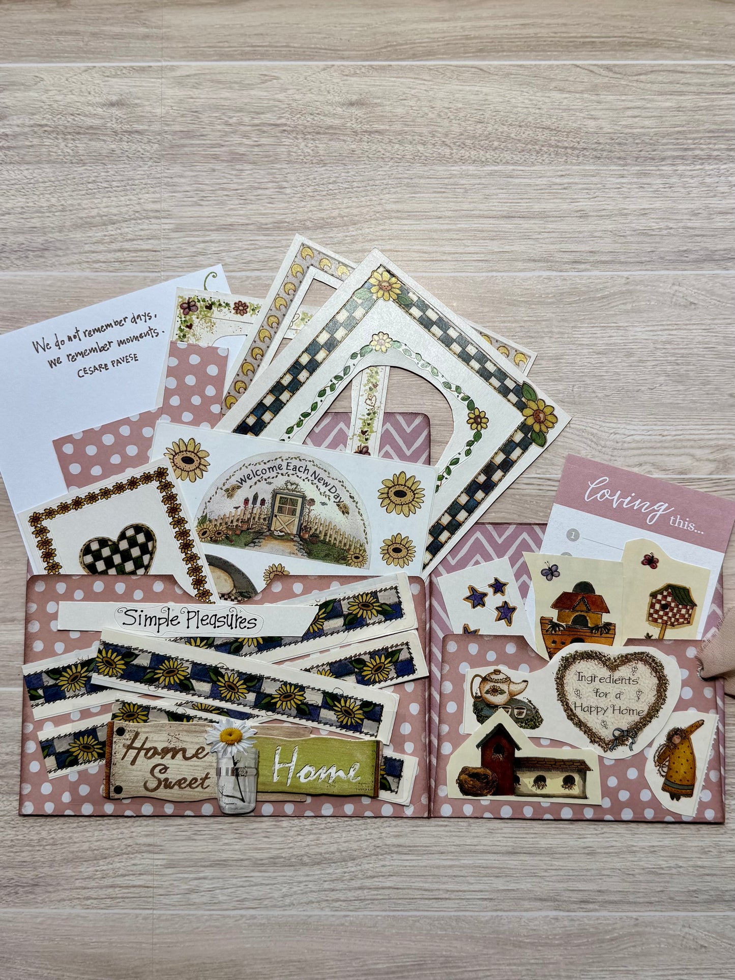 Handmade Folio Ephemera Set | Simple Pleasures Happy Home | Paper Journal Supplies | P65