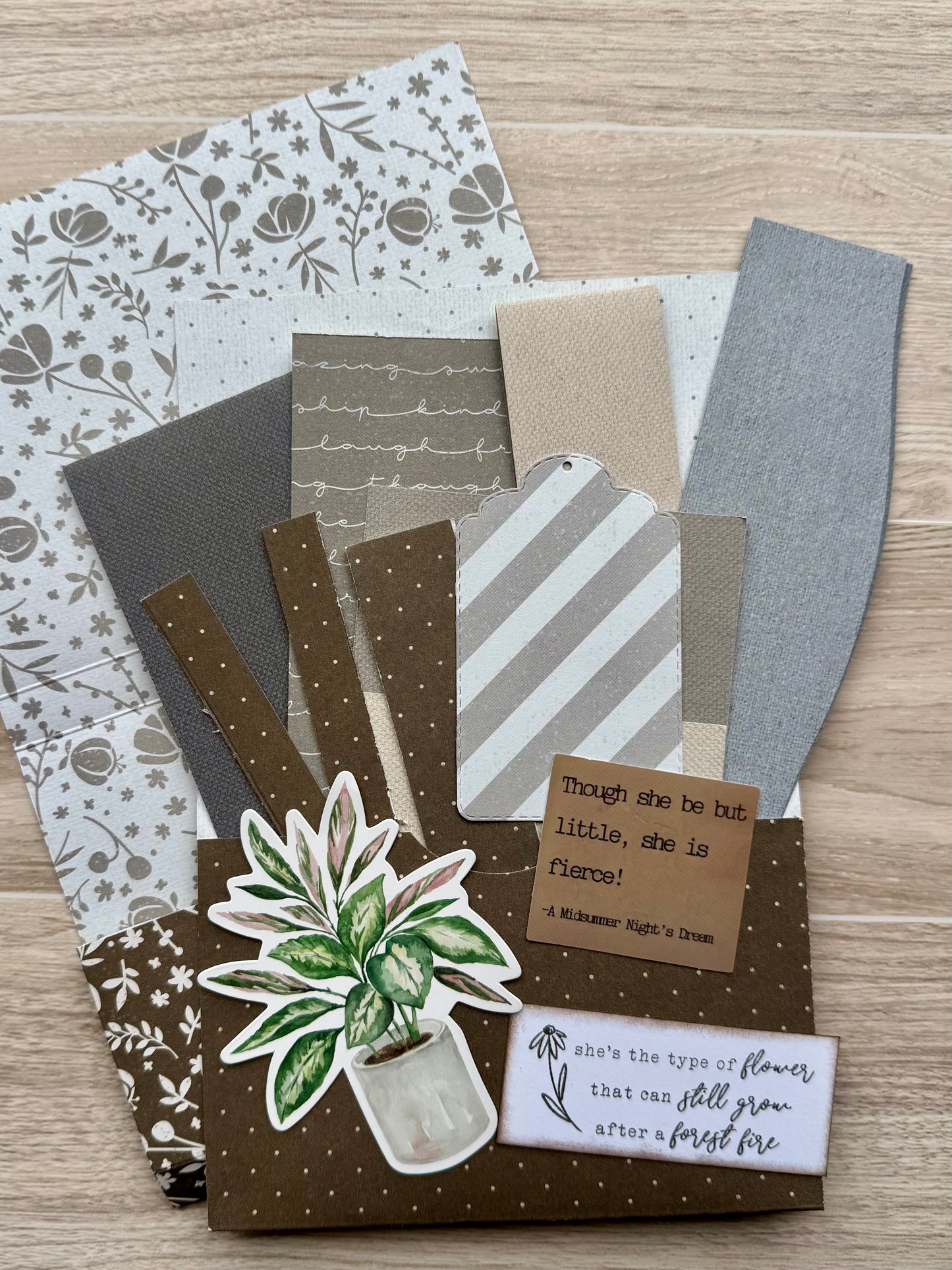 Handmade Folio Ephemera Set | She is Fierce | Women Empowerment Paper Journal Supplies | P71