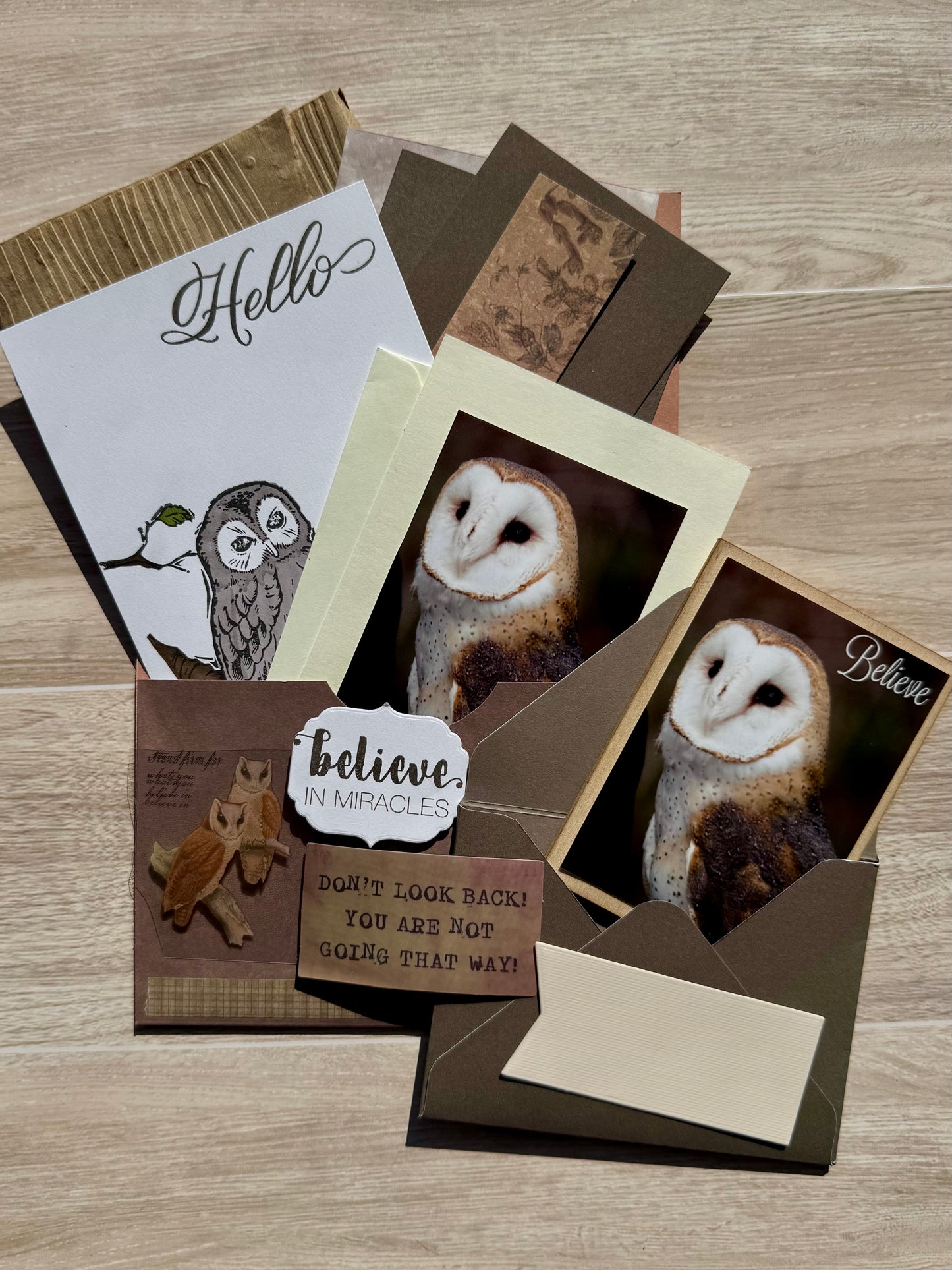 Mini Handmade Folio Ephemera Set | Owl Lovers Journal Ephemera| Paper Journal Supplies | P56