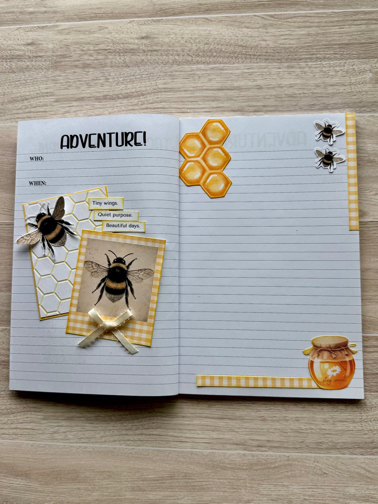 Handmade Folio Journal Embellishment Set | Bee Themed | Paper Journal Supplies | P41