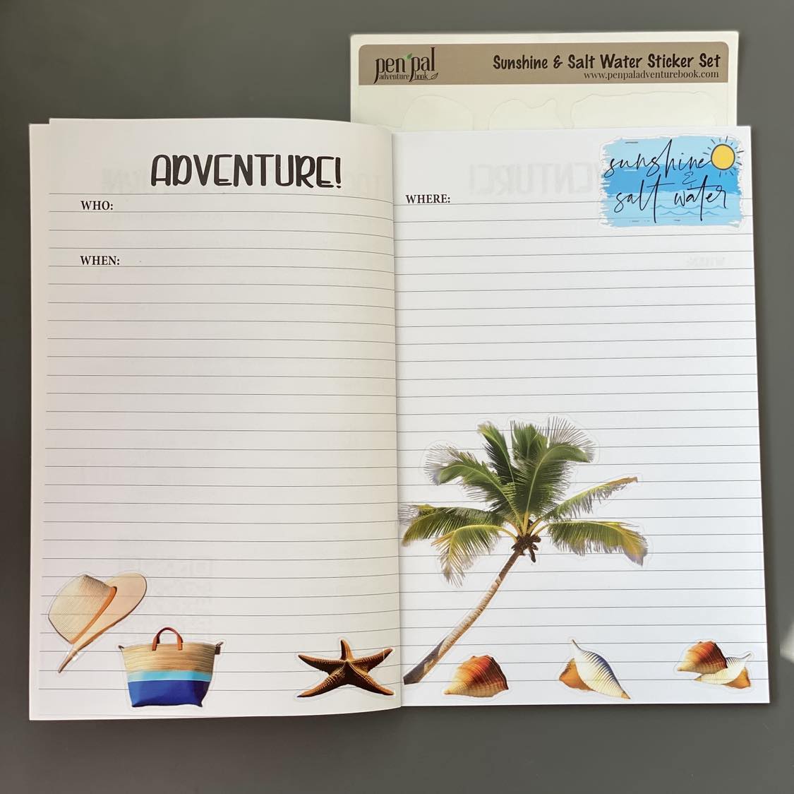Pen Pal Adventure Book with Sticker Set - BEACH DAYS