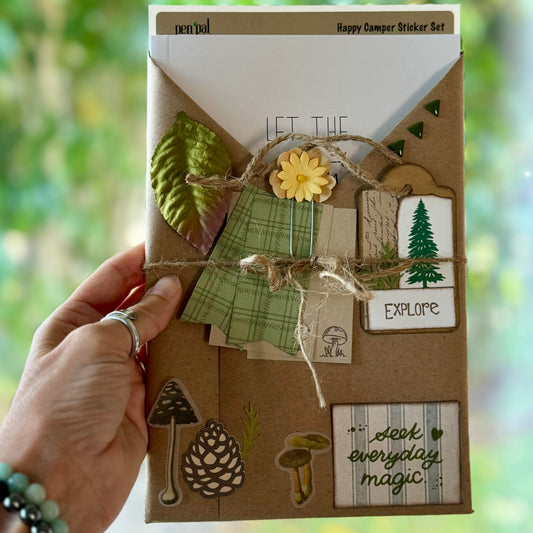 Seek Everyday Magic - Gift Set with Pen Pal Adventure Journal & Happy Camper Sticker Set