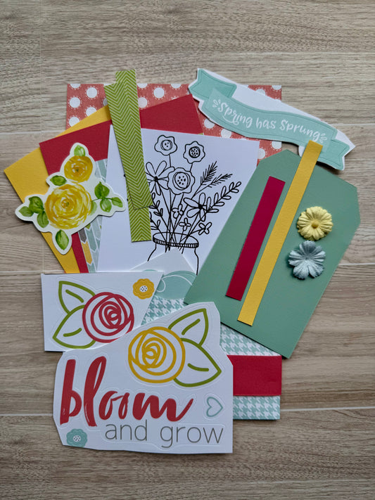 Mini Handmade Folio Ephemera Set | Bloom and Grow Bright Colors Set| Paper Journal Supplies | P61