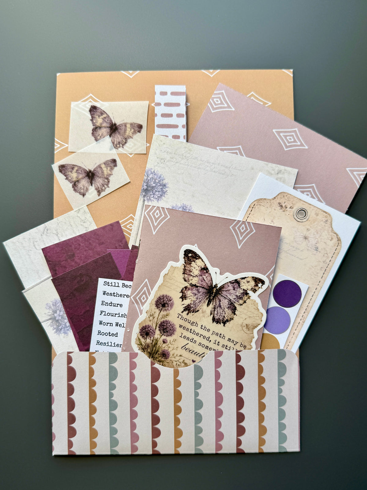Handmade Folio Ephemera Set | Weathered Snail Mail Kit Extras | Journal Supplies | P73