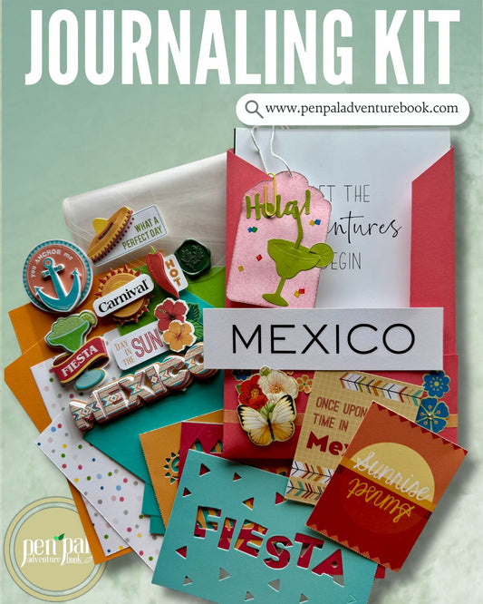 Junk Journal Kit | Mexico Pen Pal Adventure Book with Ephemera Set - Mexico Themed Travel Journal | P17