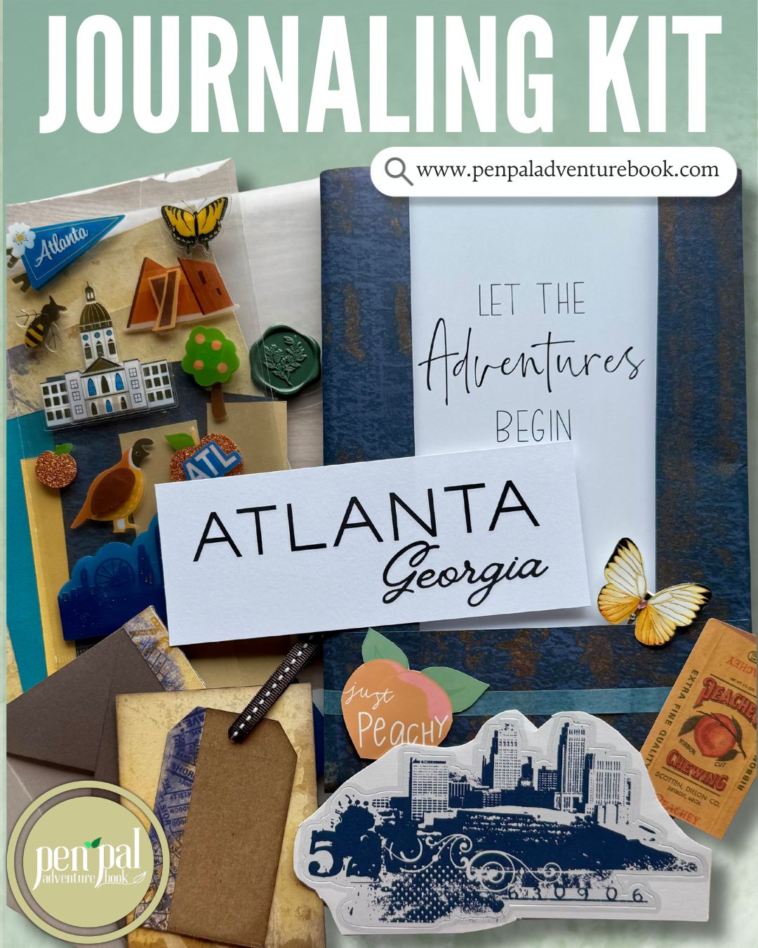Junk Journal Kit | Atlanta Travel | Scrapbooking Ephemera & Sticker Set | Travel Memory Book | P24