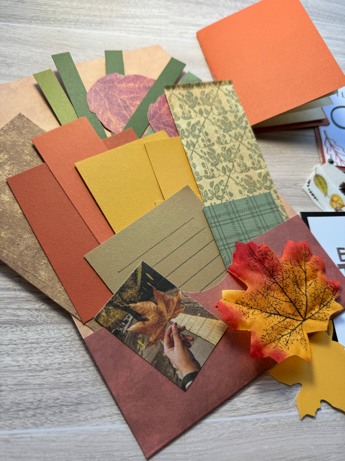 Handmade Folio Ephemera Set | FALL LEAVES Kit | Journal Supplies | P74