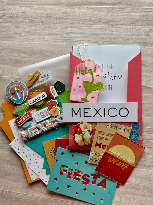 Junk Journal Kit | Mexico Pen Pal Adventure Book with Ephemera Set - Mexico Themed Travel Journal | P17