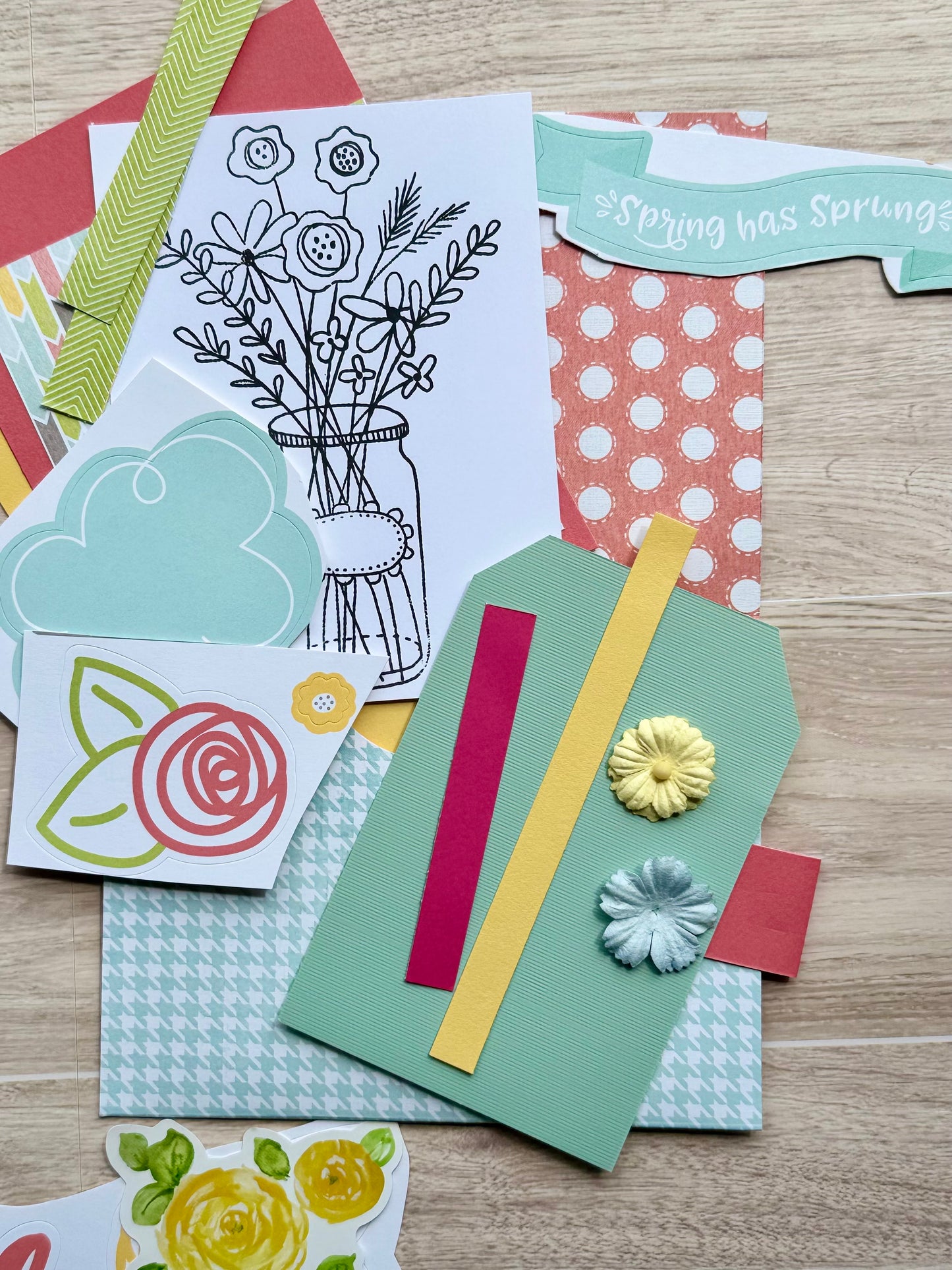 Mini Handmade Folio Ephemera Set | Bloom and Grow Bright Colors Set| Paper Journal Supplies | P61