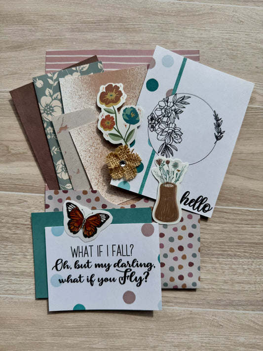 Mini Handmade Folio Ephemera Set | What if you Fly Empowerment Set| Paper Journal Supplies | P60