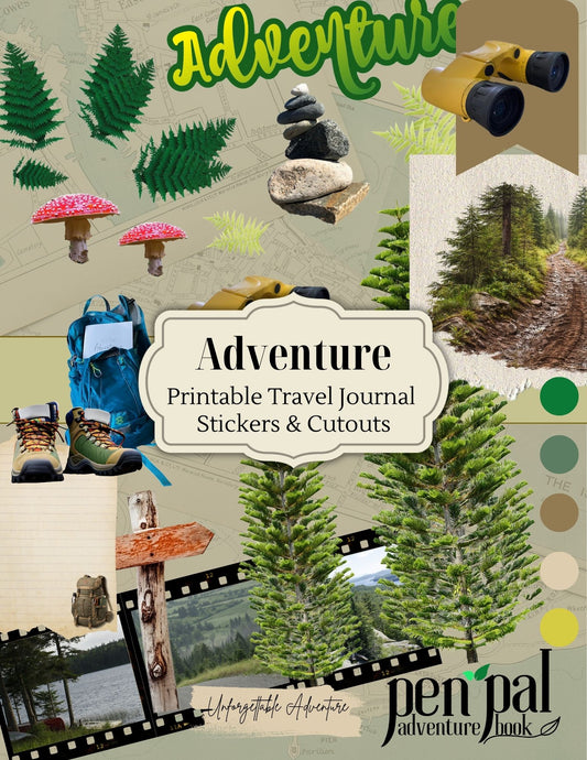 Adventure Sticker printable cutout set for travel journals