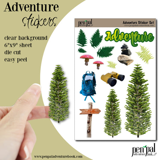 Sticker Sheet - Adventure Collection - Outdoor Adventure Hiking Die Cut Sticker Sheet - Travel Stickers