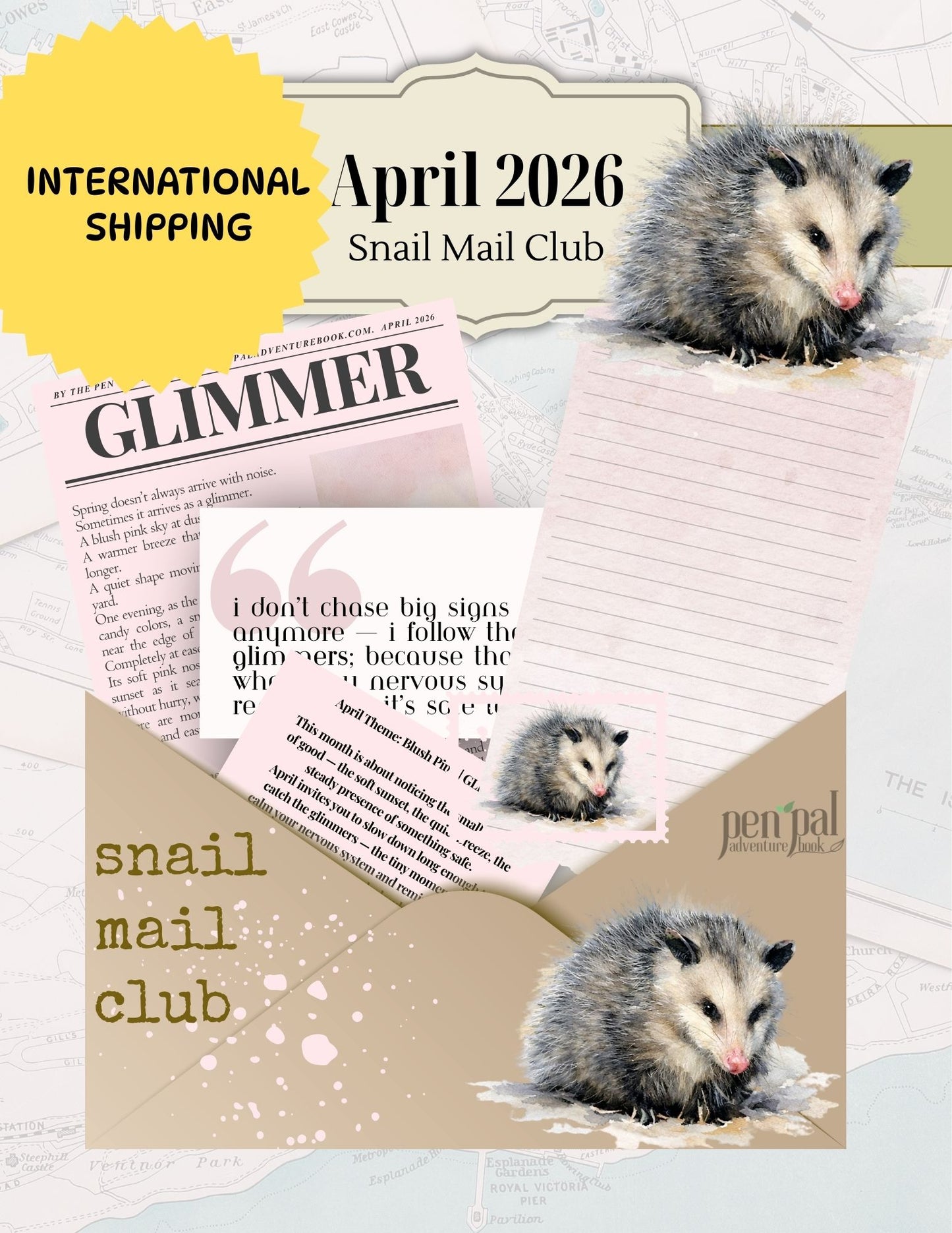 Pen Pal Adventure Book Snail Mail Club | INTERNATIONAL SHIPPING