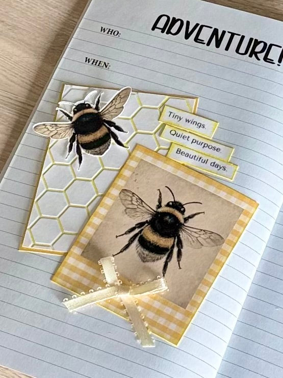 Handmade Folio Journal Embellishment Set | Bee Themed | Paper Journal Supplies | P41