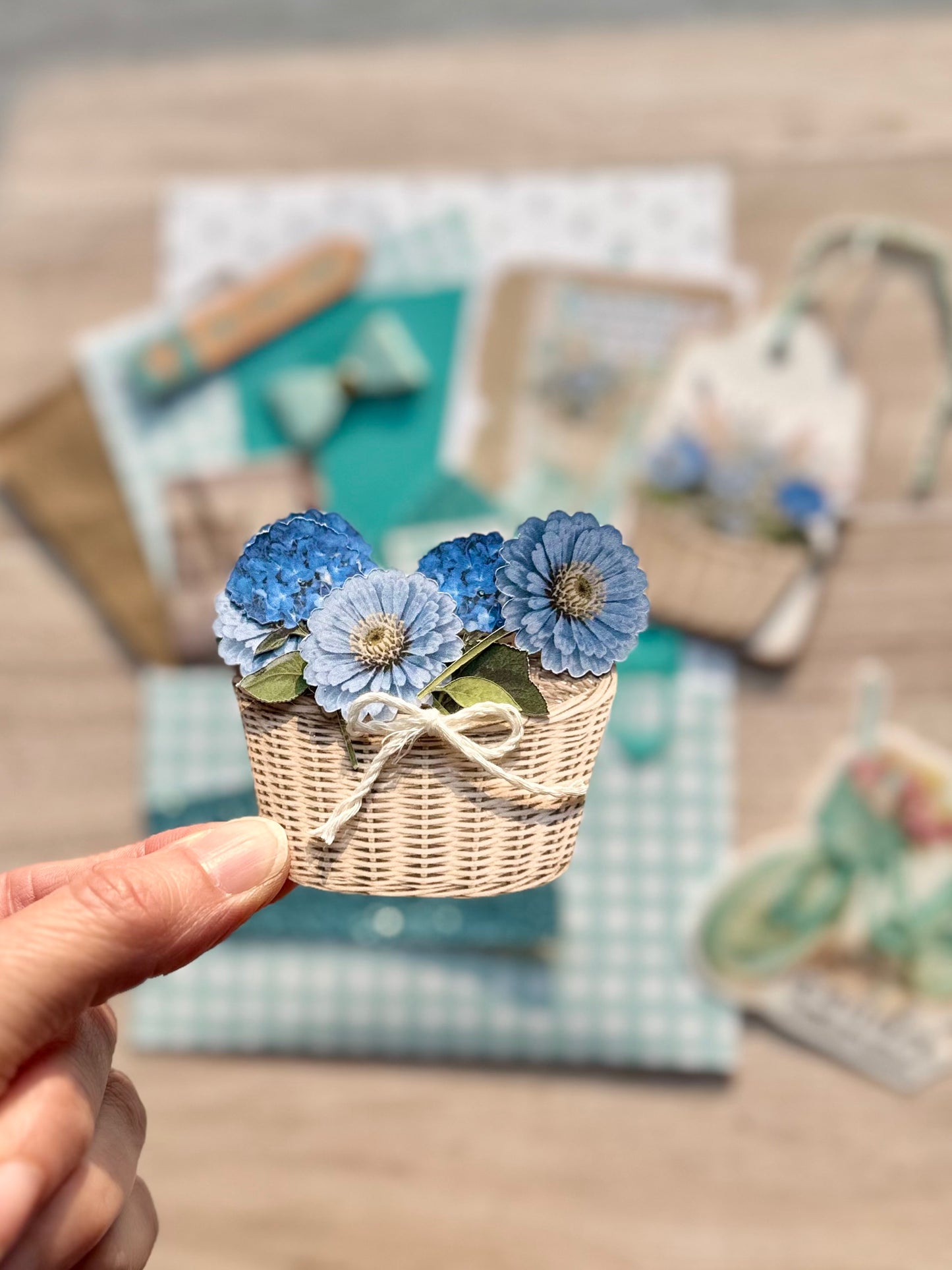 Handmade Folio Ephemera Set | Turquoise Teal & Blue Bike | Paper Journal Supplies | P67