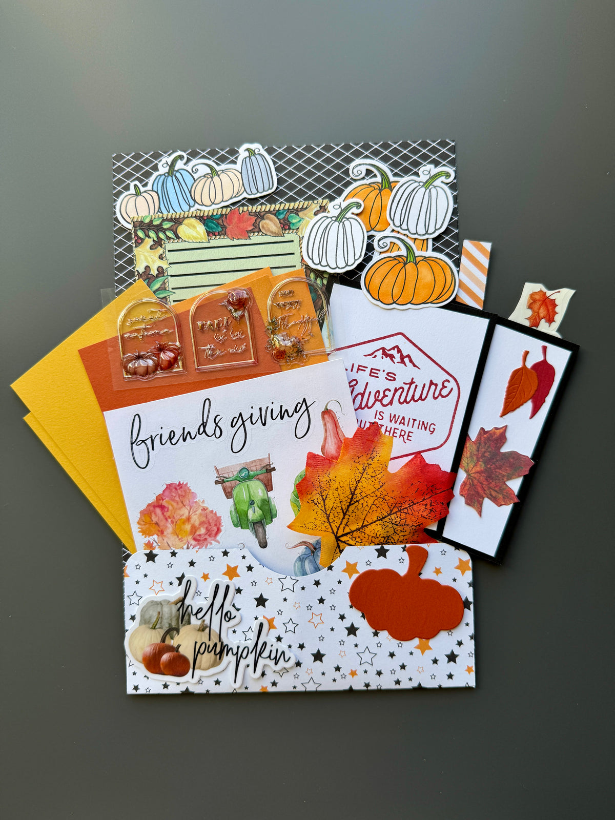 Handmade Folio Ephemera Set | Hello Pumpkin | Fall Themed Paper Journal Supplies | P72