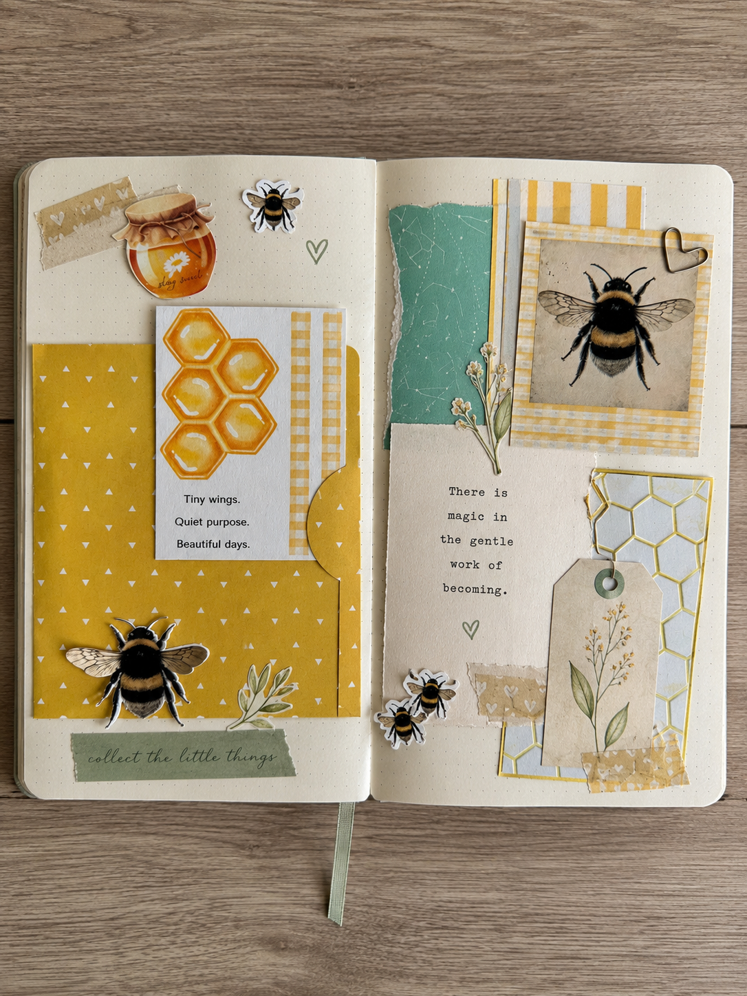 Handmade Folio Journal Embellishment Set | Bee Themed | Paper Journal Supplies | P41
