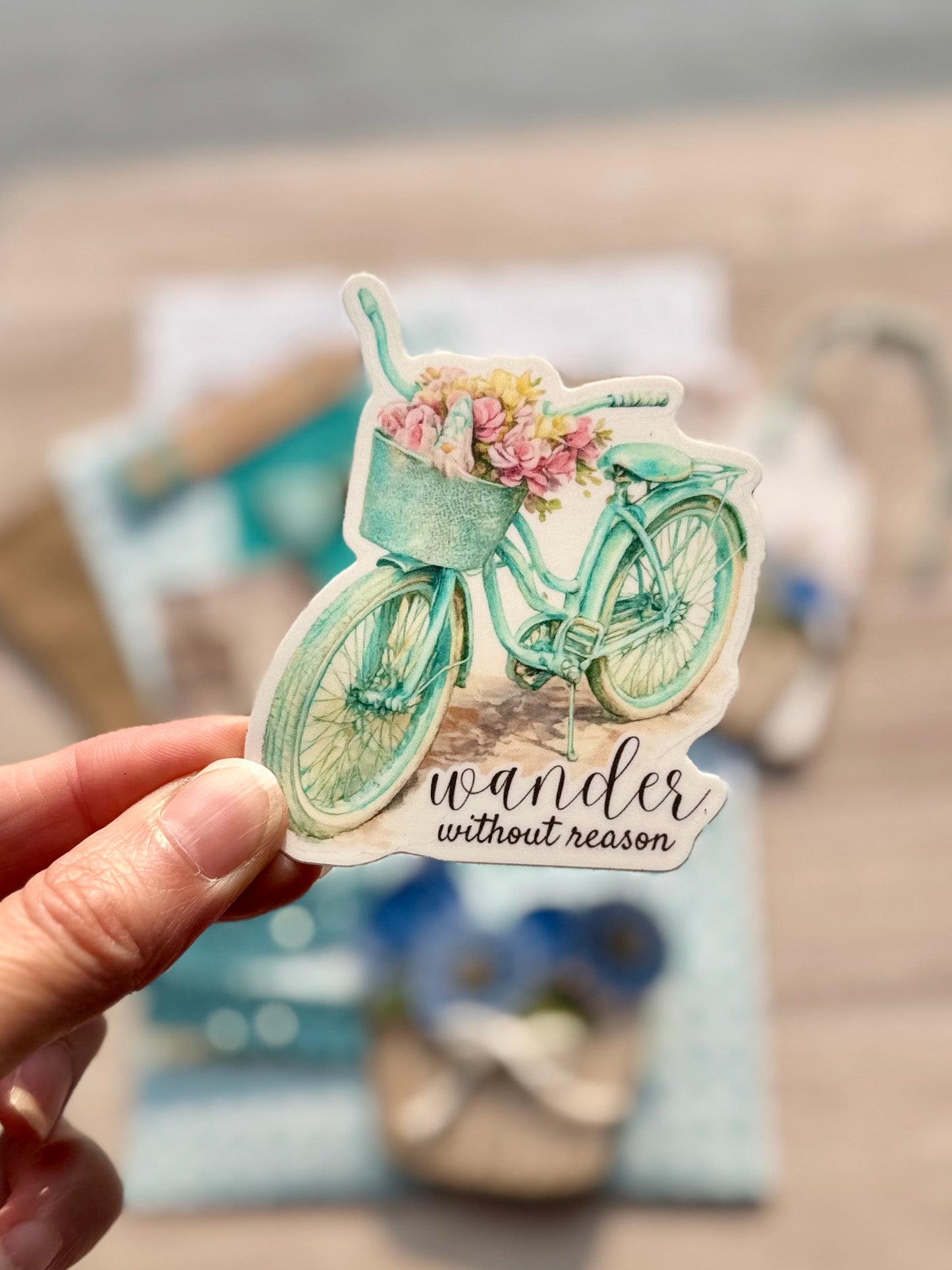 Handmade Folio Ephemera Set | Turquoise Teal & Blue Bike | Paper Journal Supplies | P67