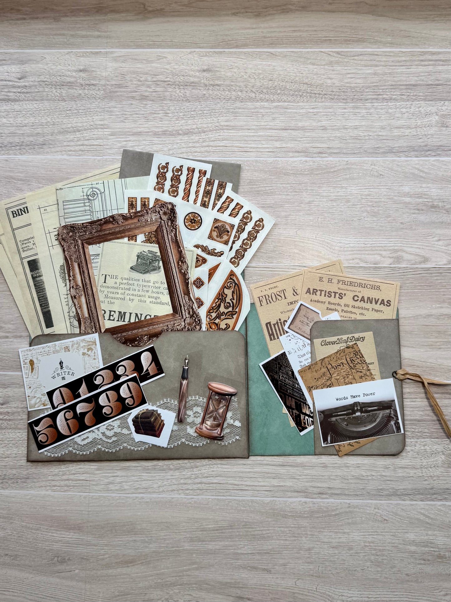 Handmade Folio Ephemera Set | Vintage Artist Words Have Power | Paper Journal Supplies | P64