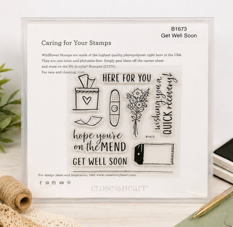 Retired CTMH Stamp | B1673 Get Well Soon Stamp Set Close to my Heart | NEW