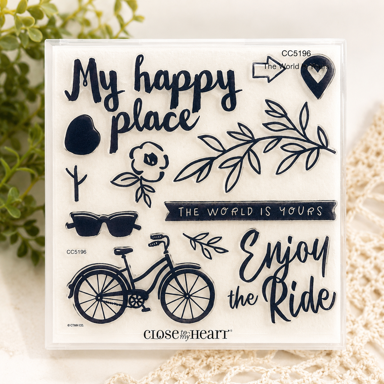 Retired Close To My Heart "Enjoy the Ride" Clear Stamp Set | Bicycle & Travel Theme