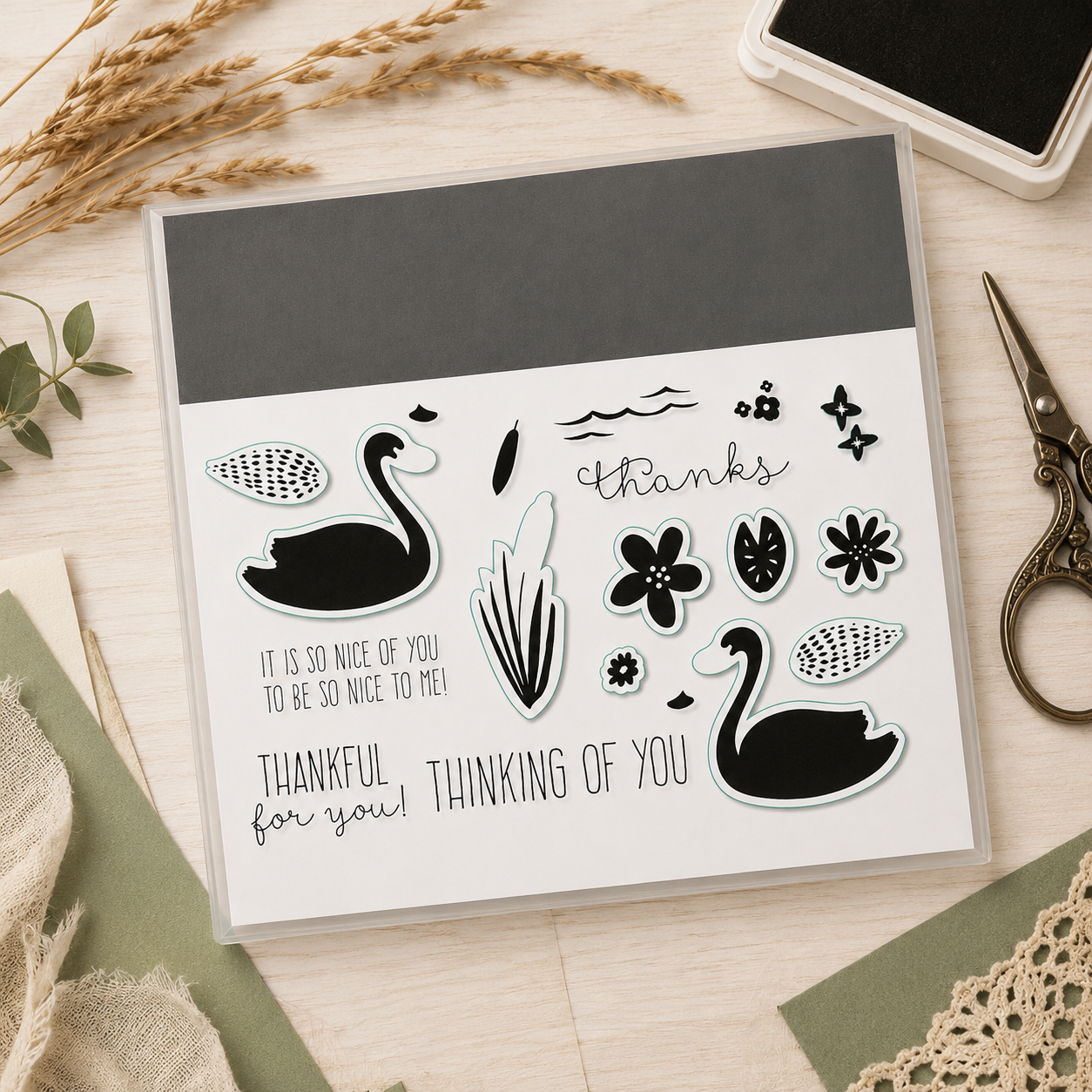 Retired CTMH Stamp & Thin Cut Set | Z4007 Thankful for You Stamp & Thin Cuts Close to my Heart | NEW
