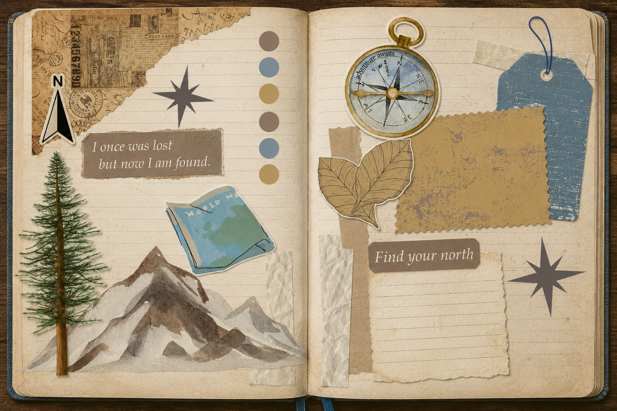 Printable Instant Download-COMPASS Ephemera-Pen Pal Adventure Book Coordinating Printables