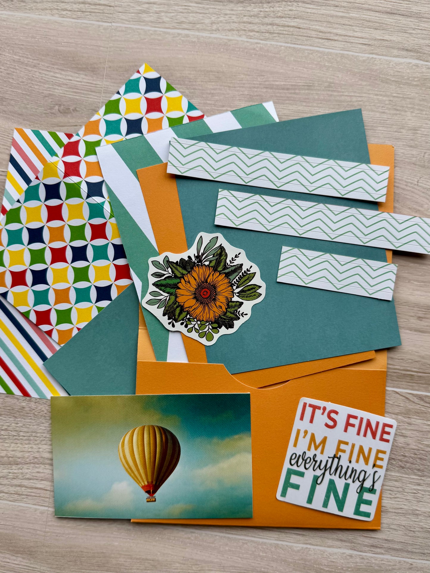 Handmade Folio Ephemera Set | Its Fine Im Fine | Colorful Paper Journal Supplies | P69
