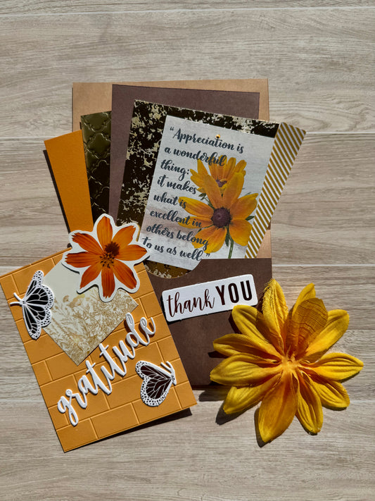 Mini Handmade Folio Ephemera Set | Gratitude in Gold Orange & Brown| Paper Journal Supplies | P58