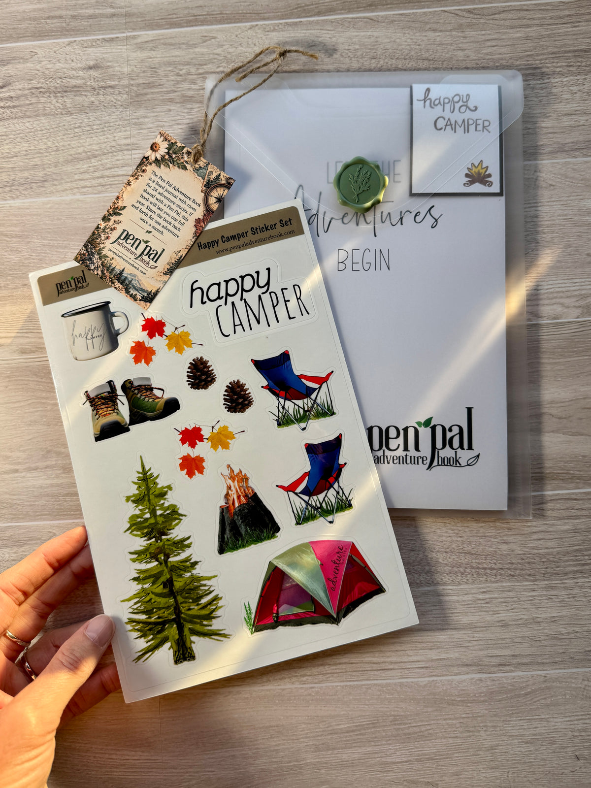 WHOLESALE-Pen Pal Adventure Book with HAPPY CAMPER Stickers - Set of 5 Kits