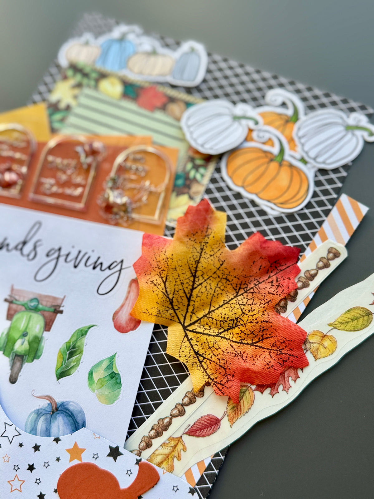 Handmade Folio Ephemera Set | Hello Pumpkin | Fall Themed Paper Journal Supplies | P72