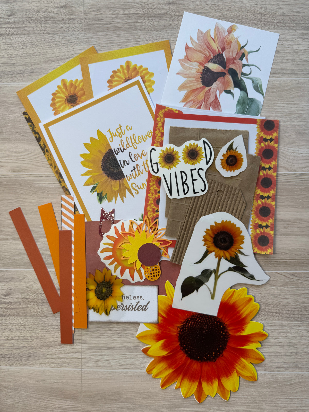 Handmade Folio Ephemera Set | Sunny Sunflower Kit | Journal Supplies | P75